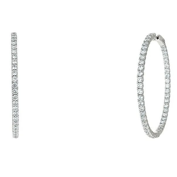 Anna 2” Inside Outside CZ Silver Hoop Earrings