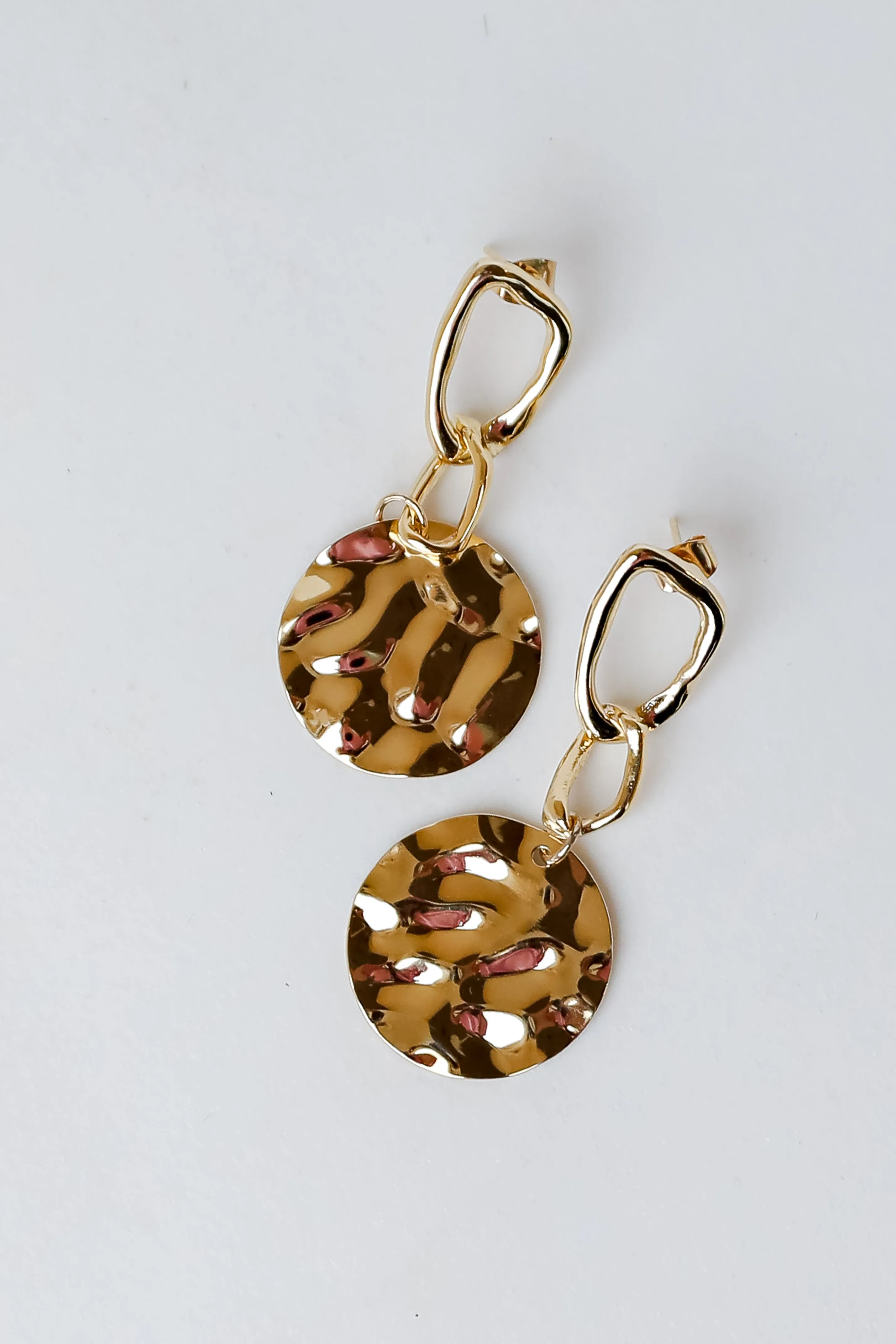 Annie Gold Hammered Drop Earrings