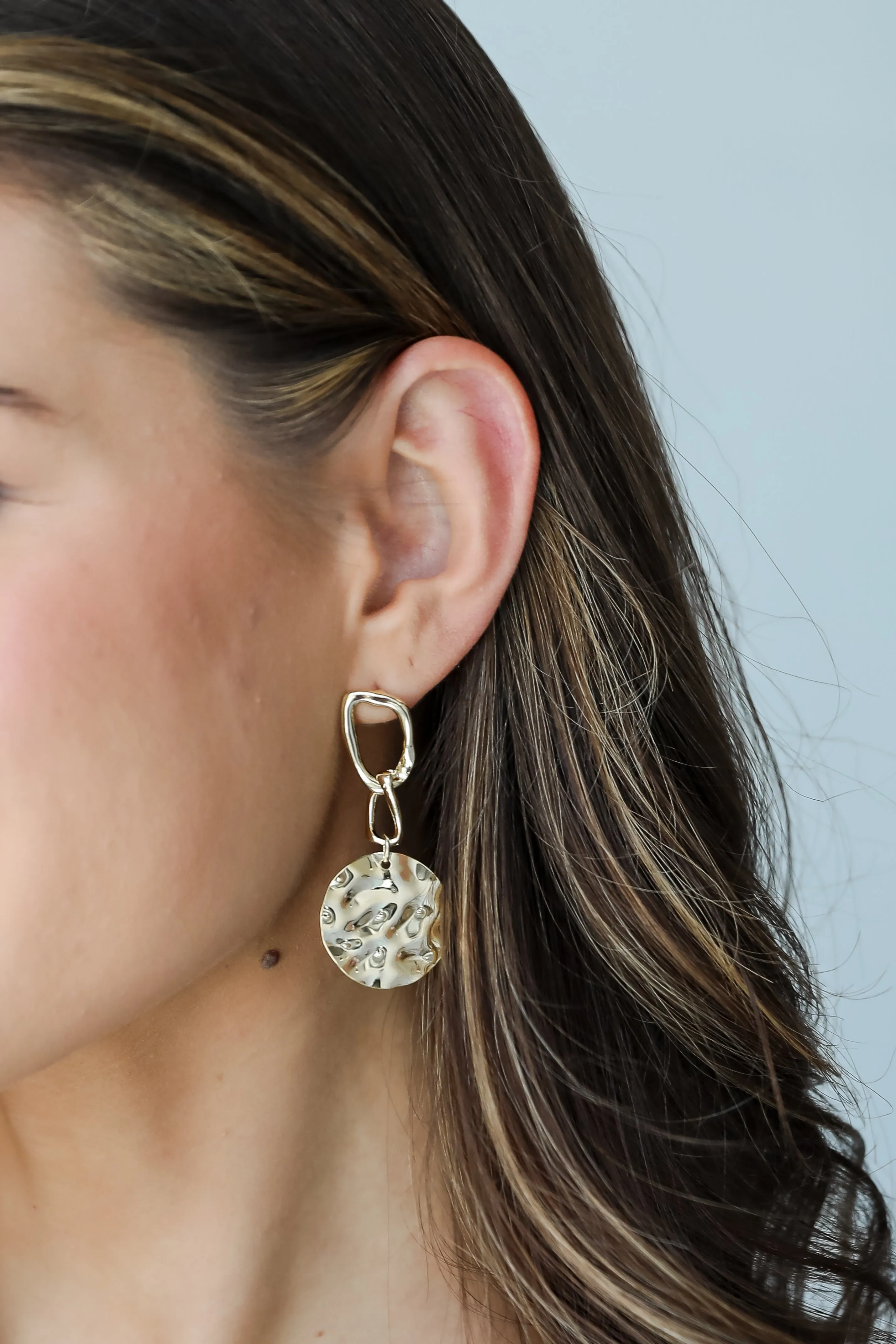 Annie Gold Hammered Drop Earrings