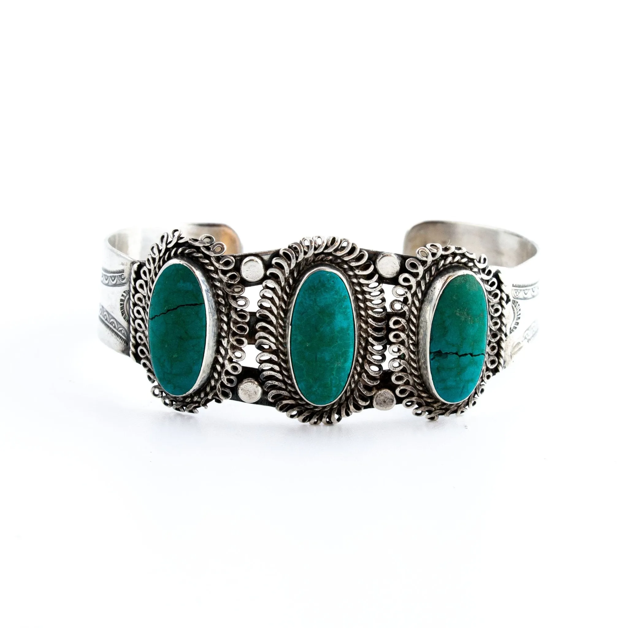 Antique 1940's Triple Turquoise Navajo Cuff