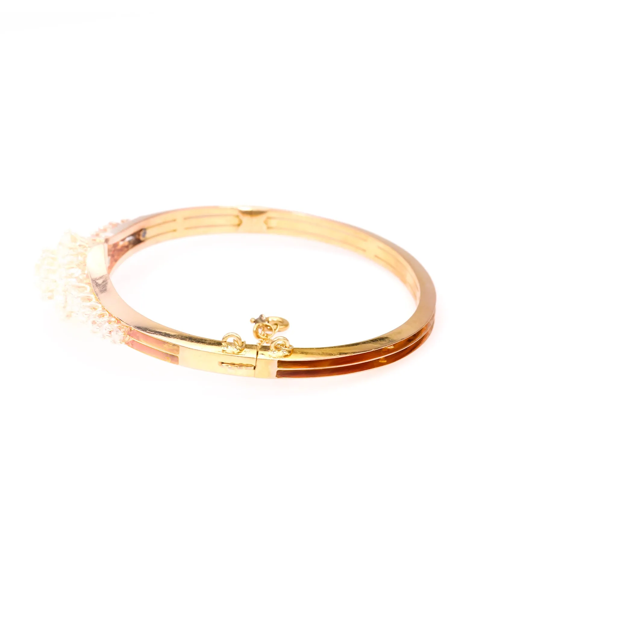 Antique French Diamond 18k Rose Gold Bangle Bracelet