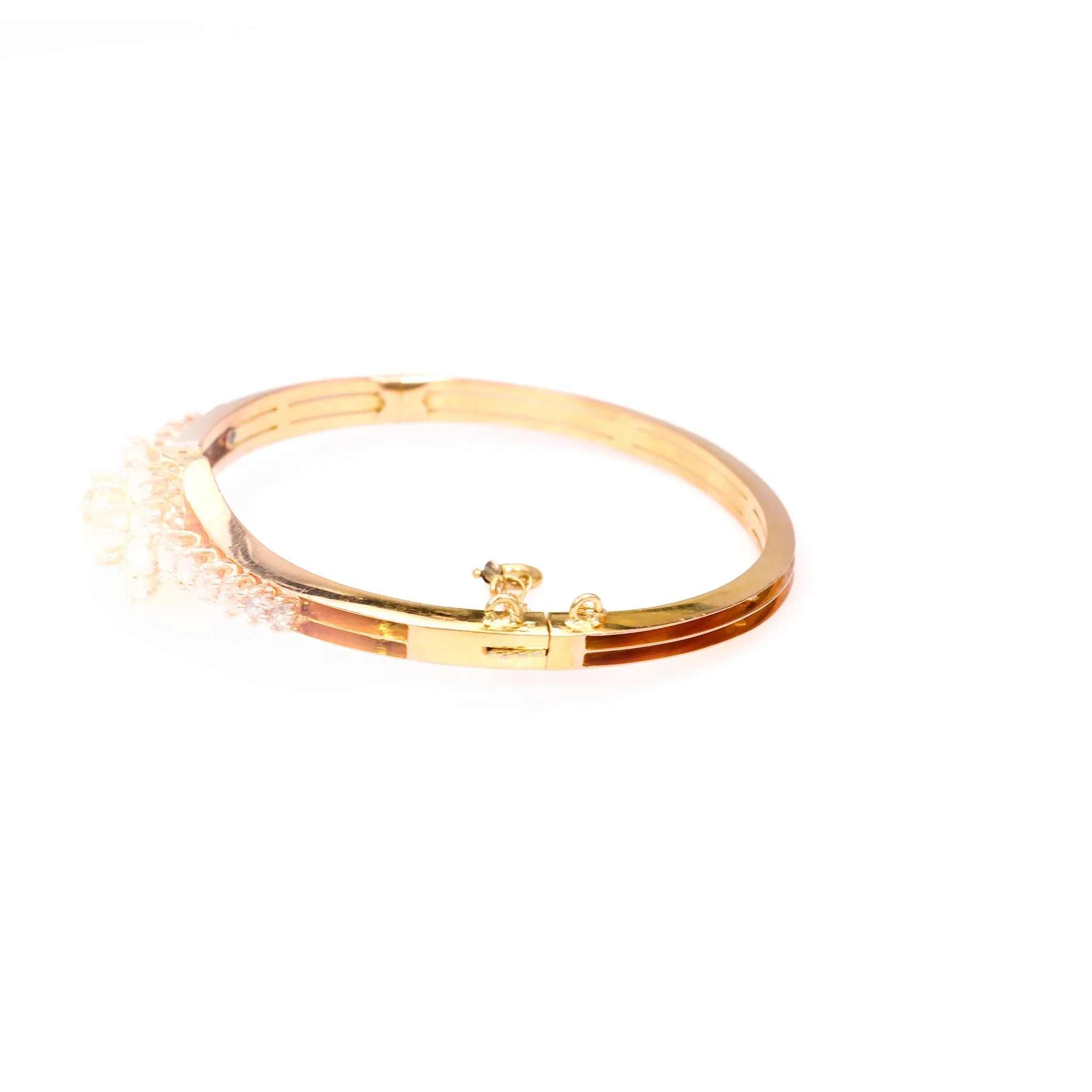 Antique French Diamond 18k Rose Gold Bangle Bracelet