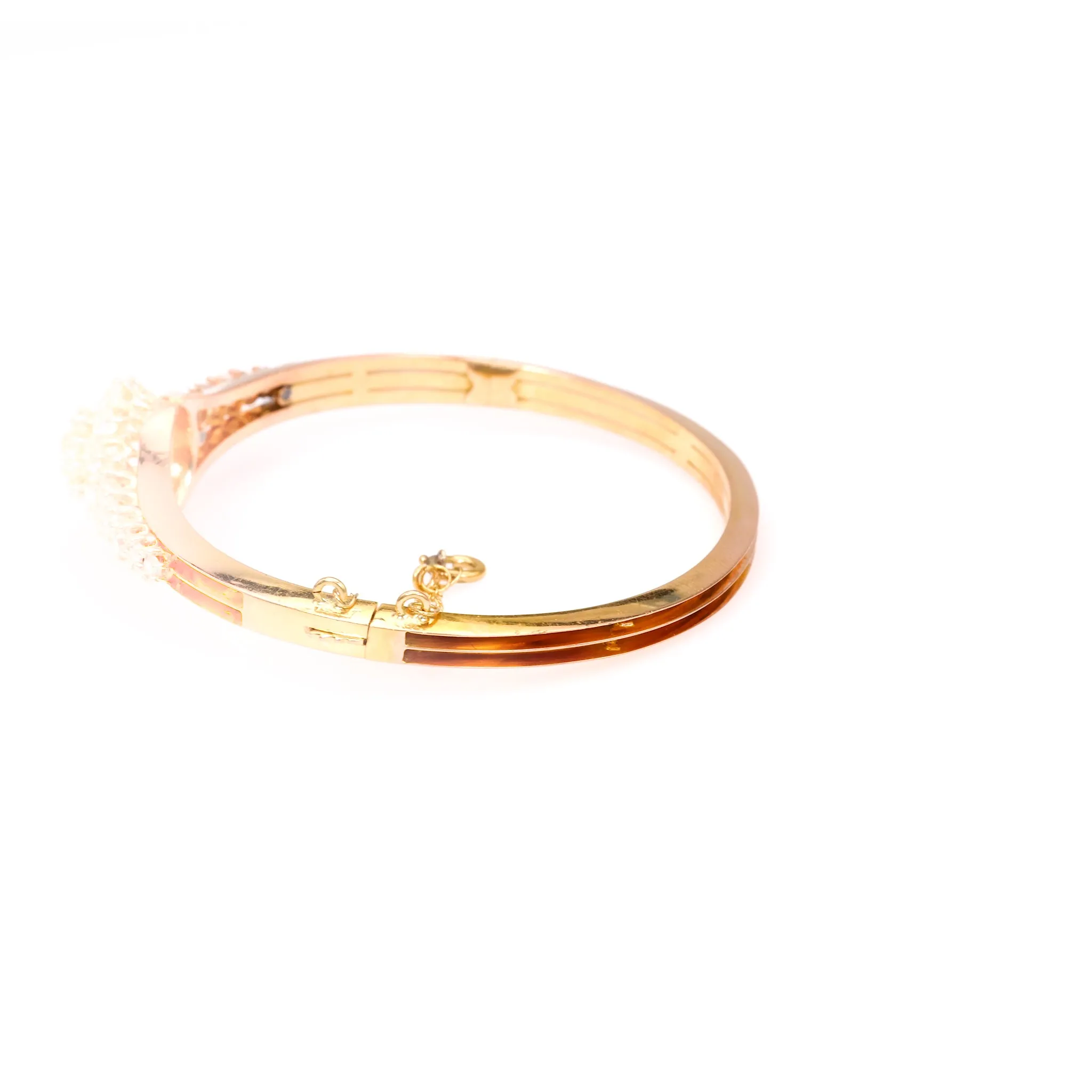 Antique French Diamond 18k Rose Gold Bangle Bracelet