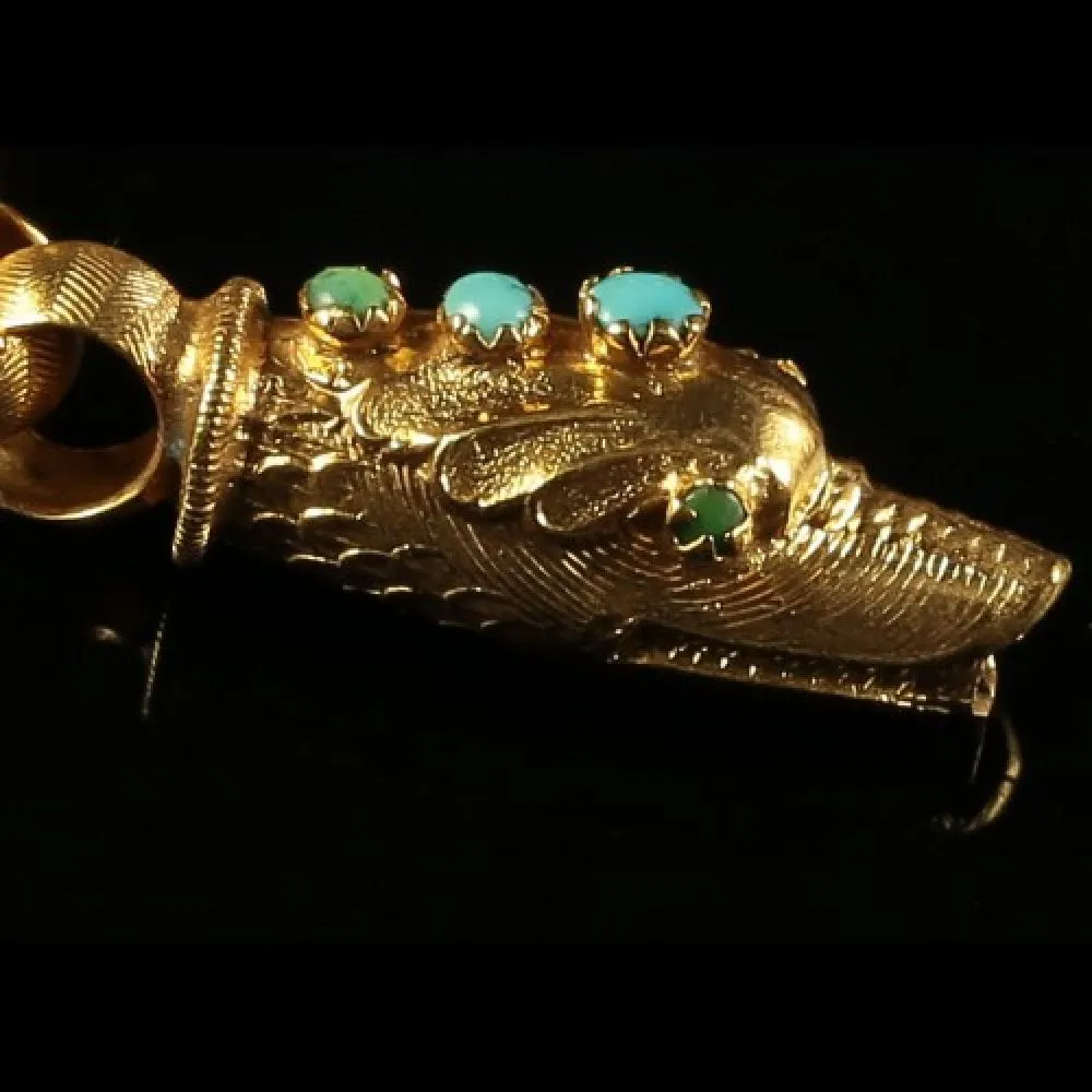 Antique Georgian Snake Bracelet 18Ct Gold Turquoise Head