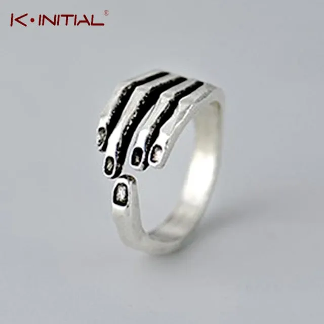 Antique Hand Finger Ring For Women Girl Jewelry Open Nail Rings Punk Retro Skull Skeleton Leaf Cross Flower Ring Bijoux