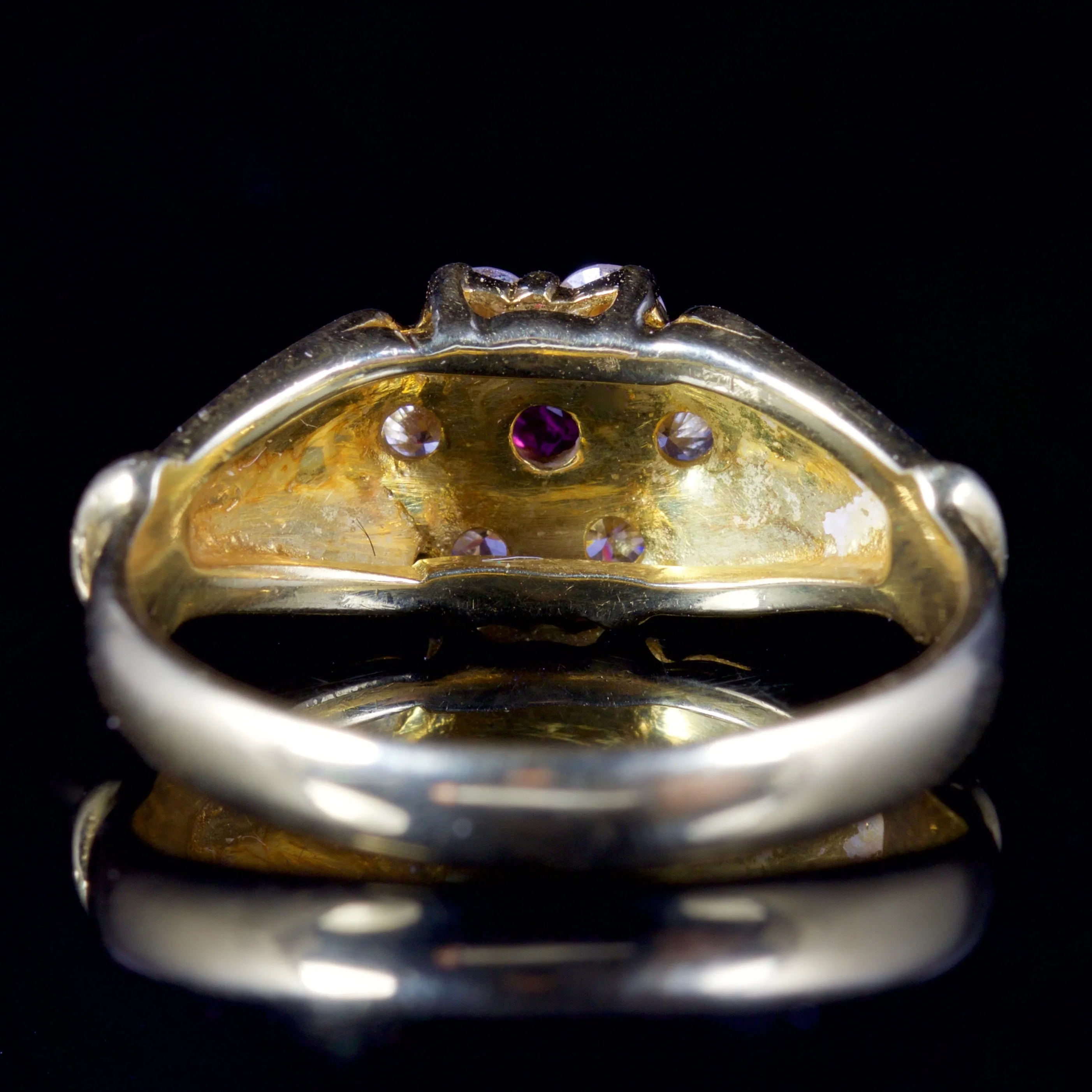 Antique Victorian Ruby Diamond Ring 18Ct Gold Circa 1880