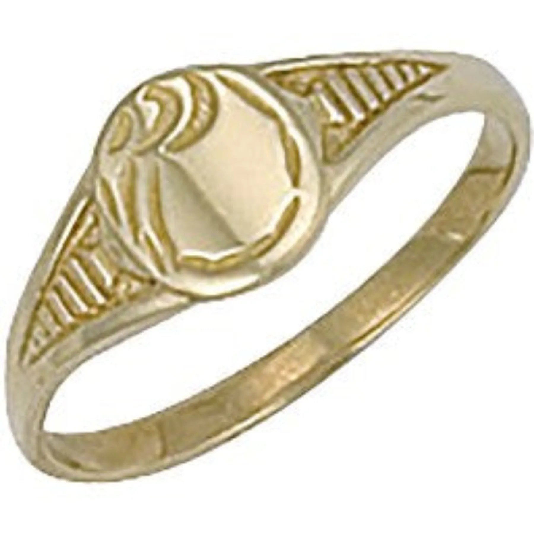 Baby Engraved Oval Signet Ring - 9ct Yellow Gold