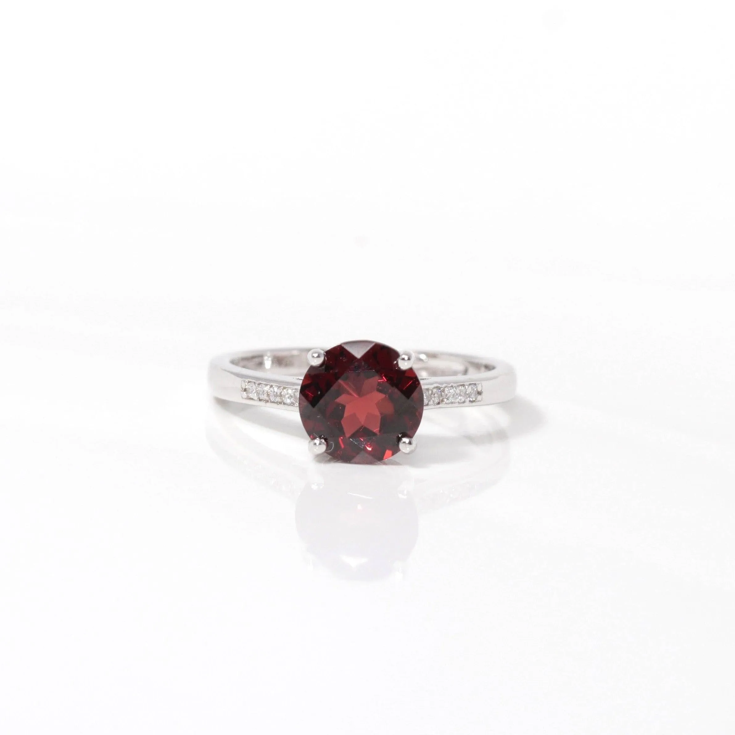 Baikalla™ Sterling Silver Natural Red Garnet Solitaire Ring