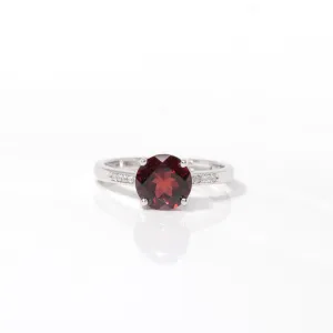 Baikalla™ Sterling Silver Natural Red Garnet Solitaire Ring