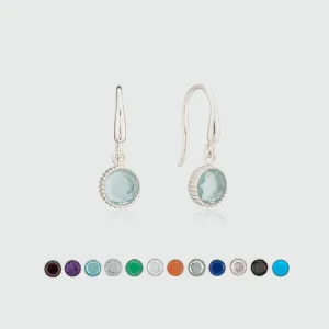 Barcelona Sterling Silver Birthstone Hook Earrings