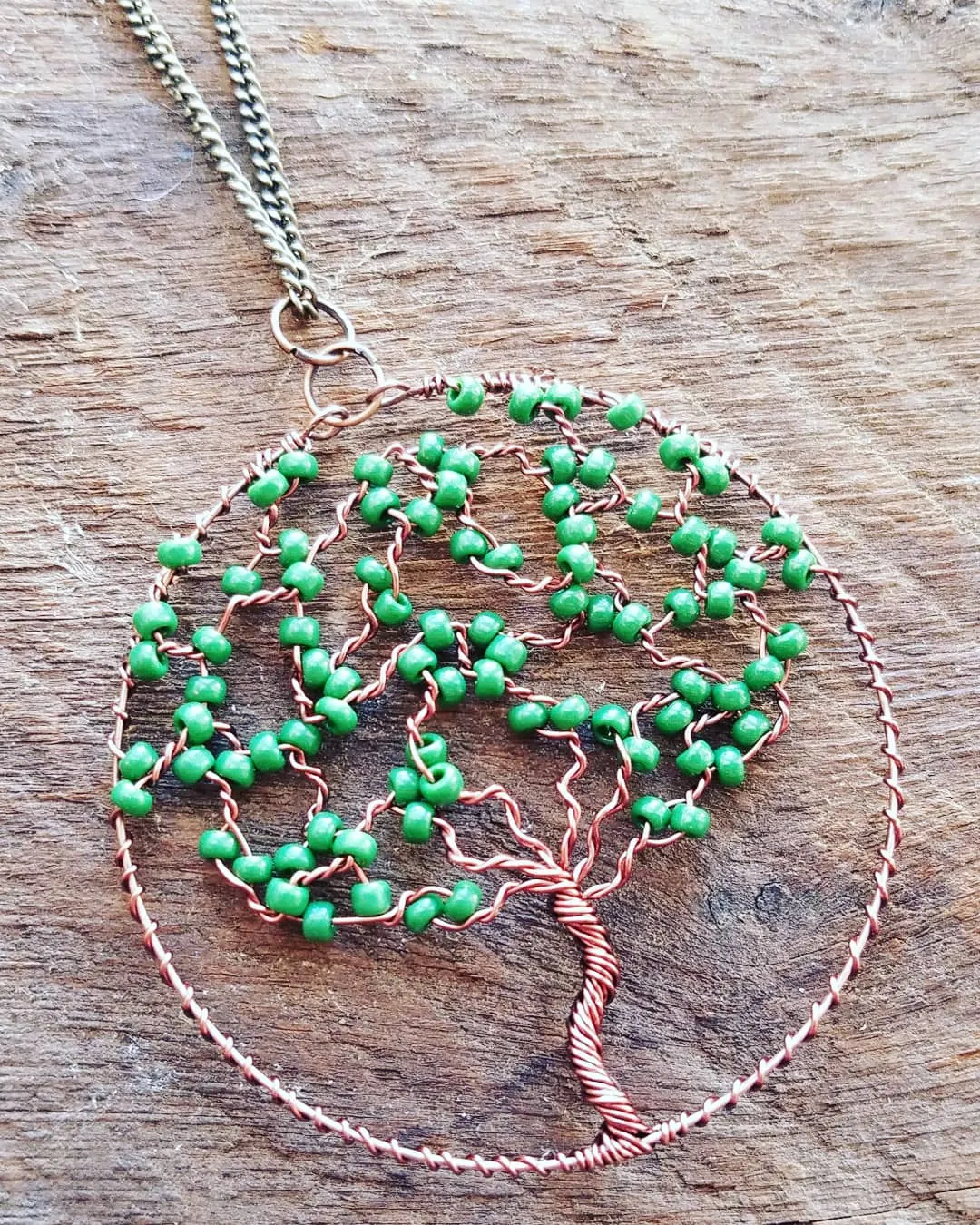 Beaded Wire Tree of Life Necklace