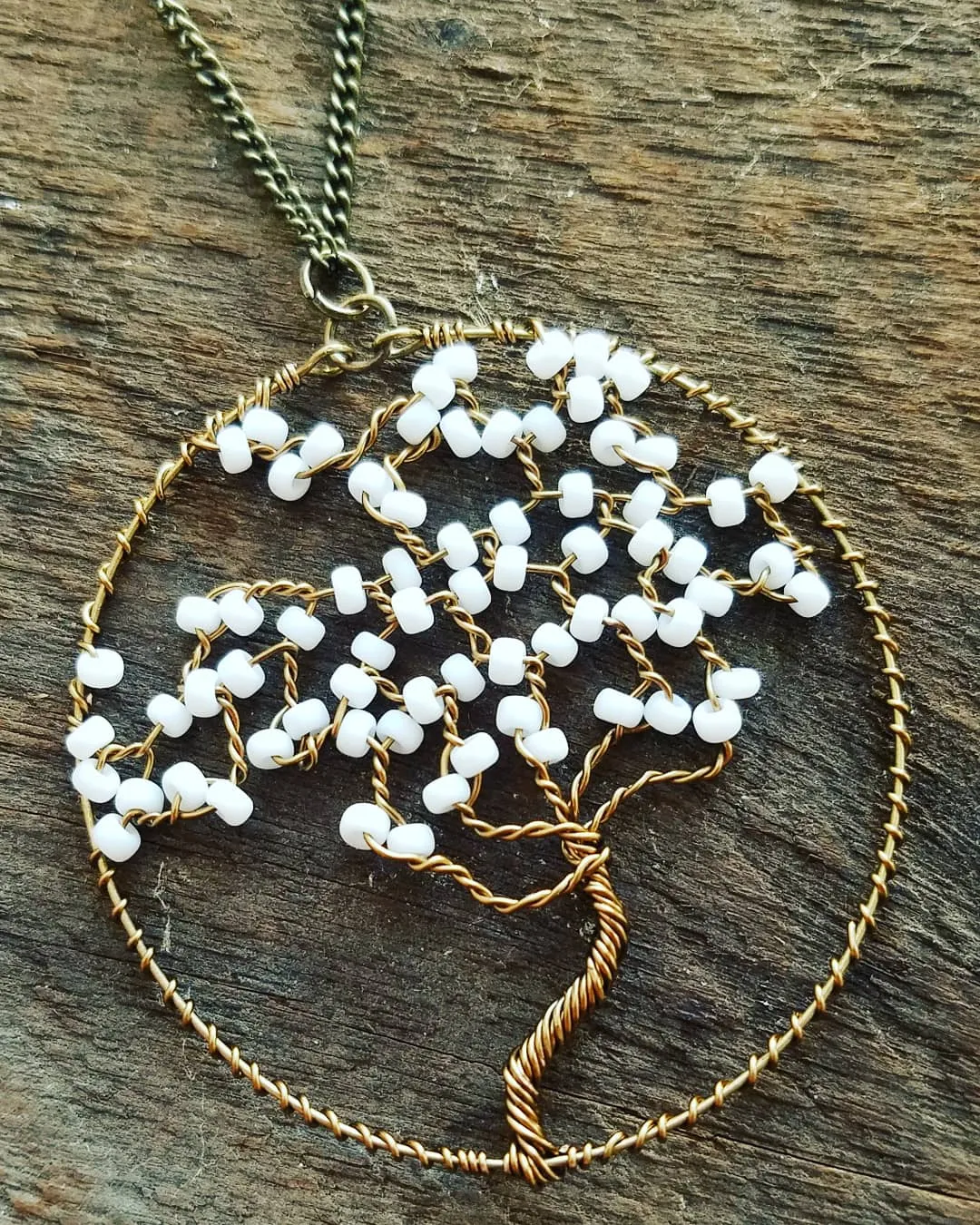 Beaded Wire Tree of Life Necklace