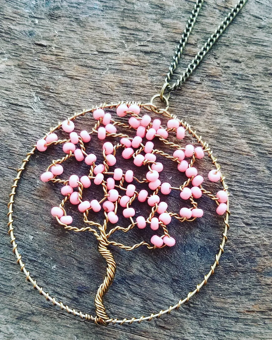 Beaded Wire Tree of Life Necklace