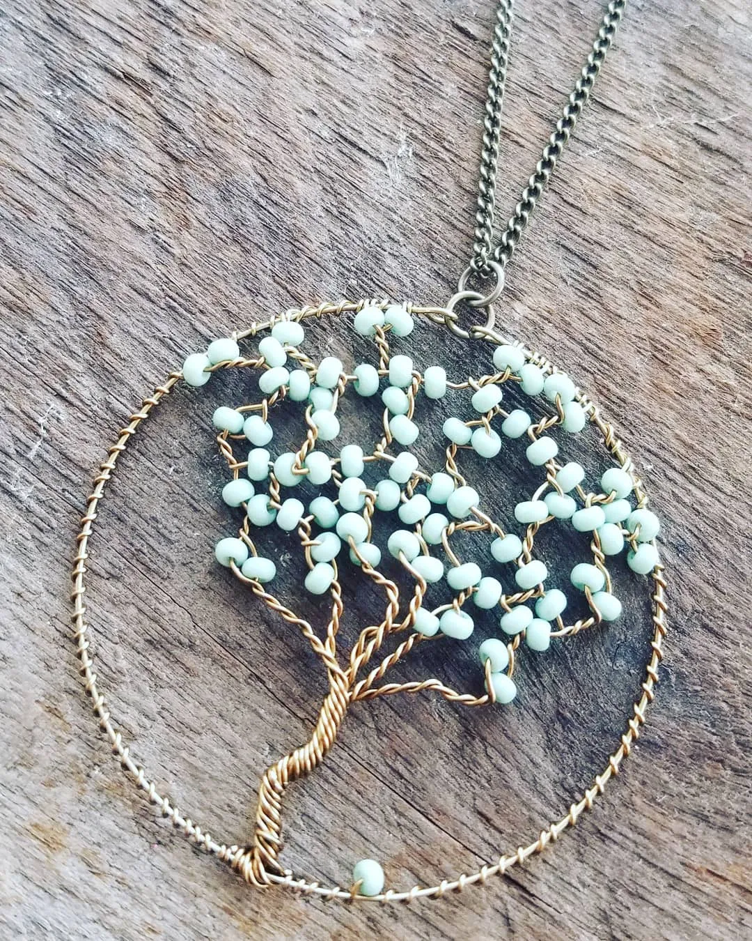 Beaded Wire Tree of Life Necklace