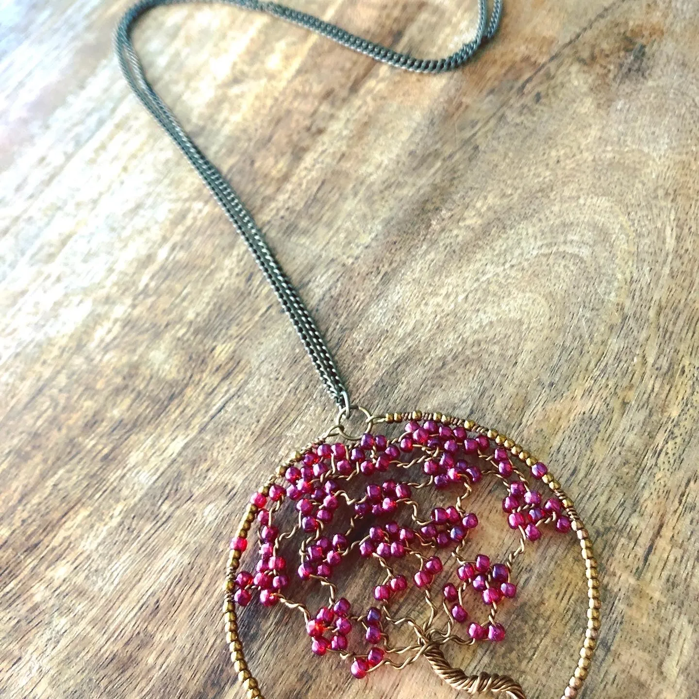 Beaded Wire Tree of Life Necklace