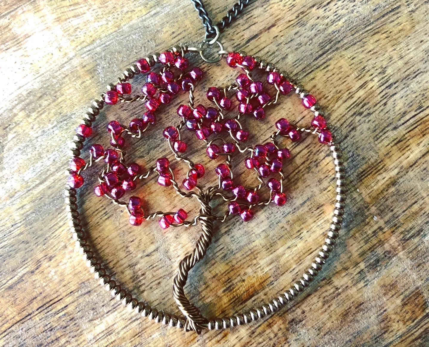 Beaded Wire Tree of Life Necklace