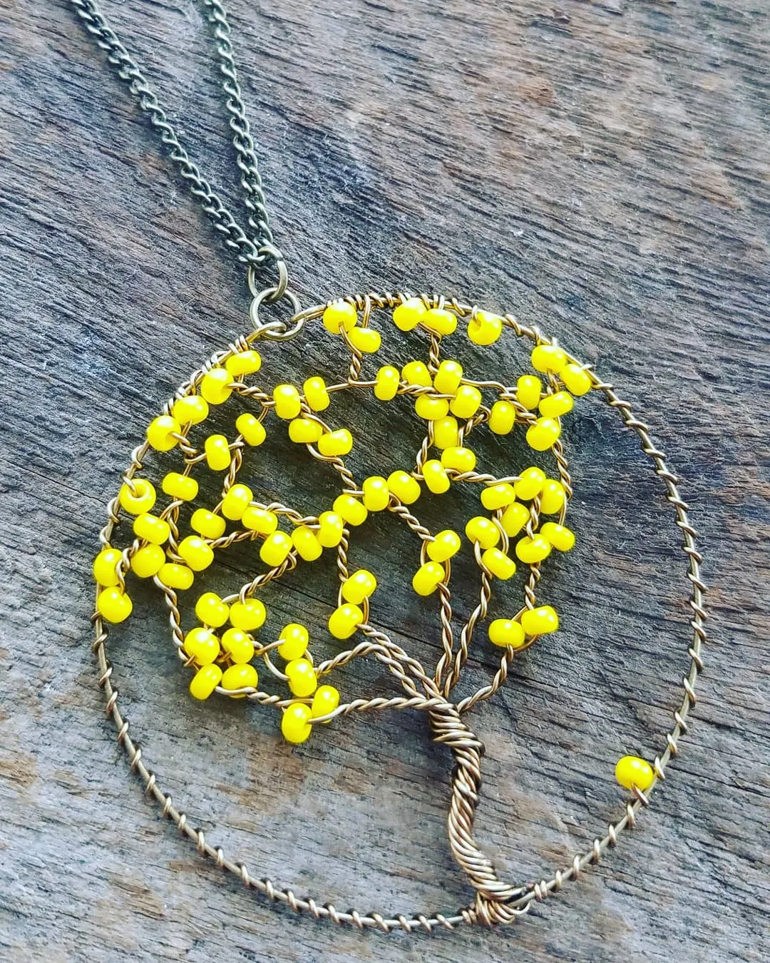 Beaded Wire Tree of Life Necklace