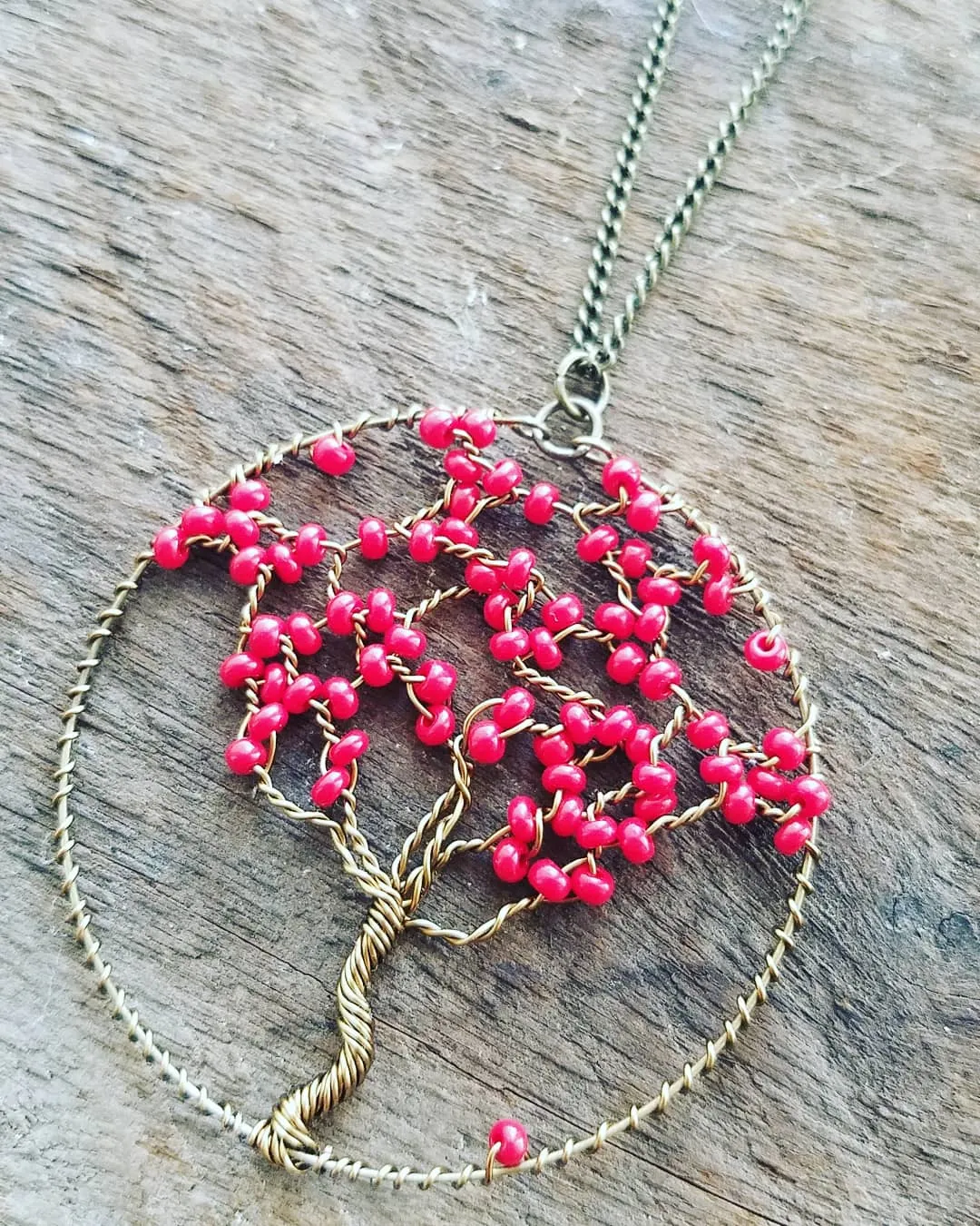 Beaded Wire Tree of Life Necklace