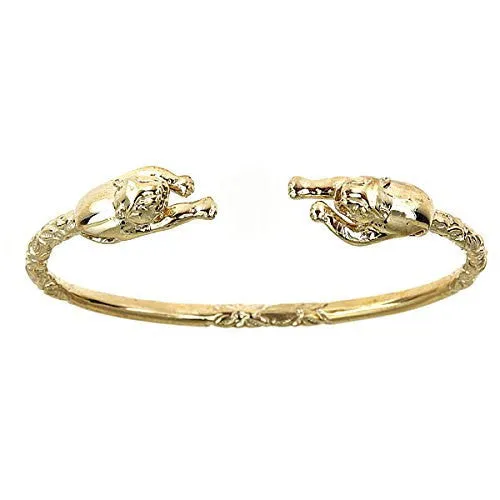 Better Jewelry 10K Yellow Gold West Indian Bangle w. Panther Ends