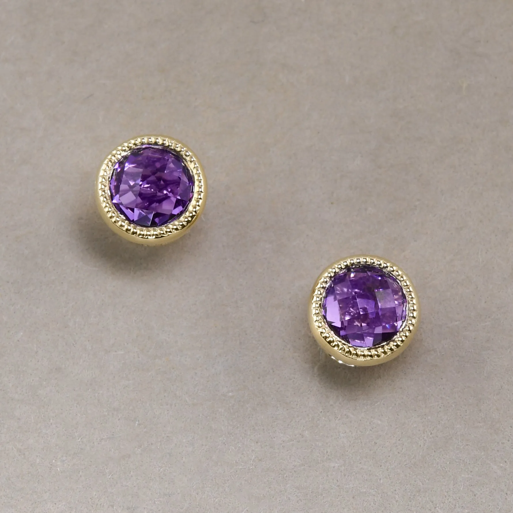 Bezel-Set Amethyst Studs