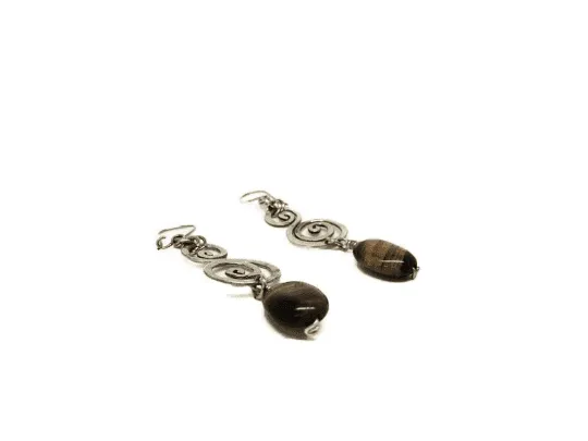 Black tourmaline Earrings for Protection and Purification or Tiger's Eye Earrings for Creativity, Dangle Earrings.