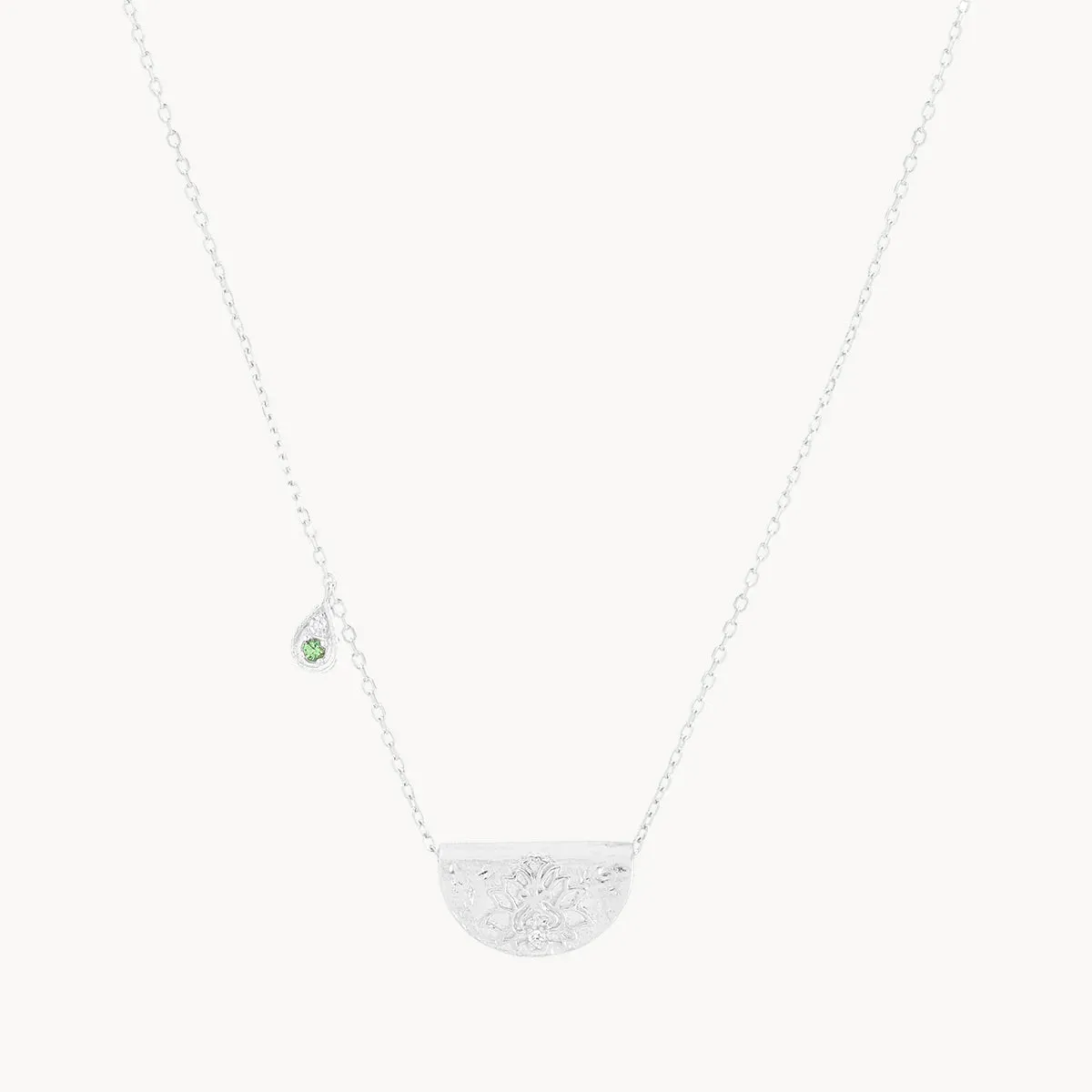 By Charlotte Lotus Birthstone Necklace May Emerald