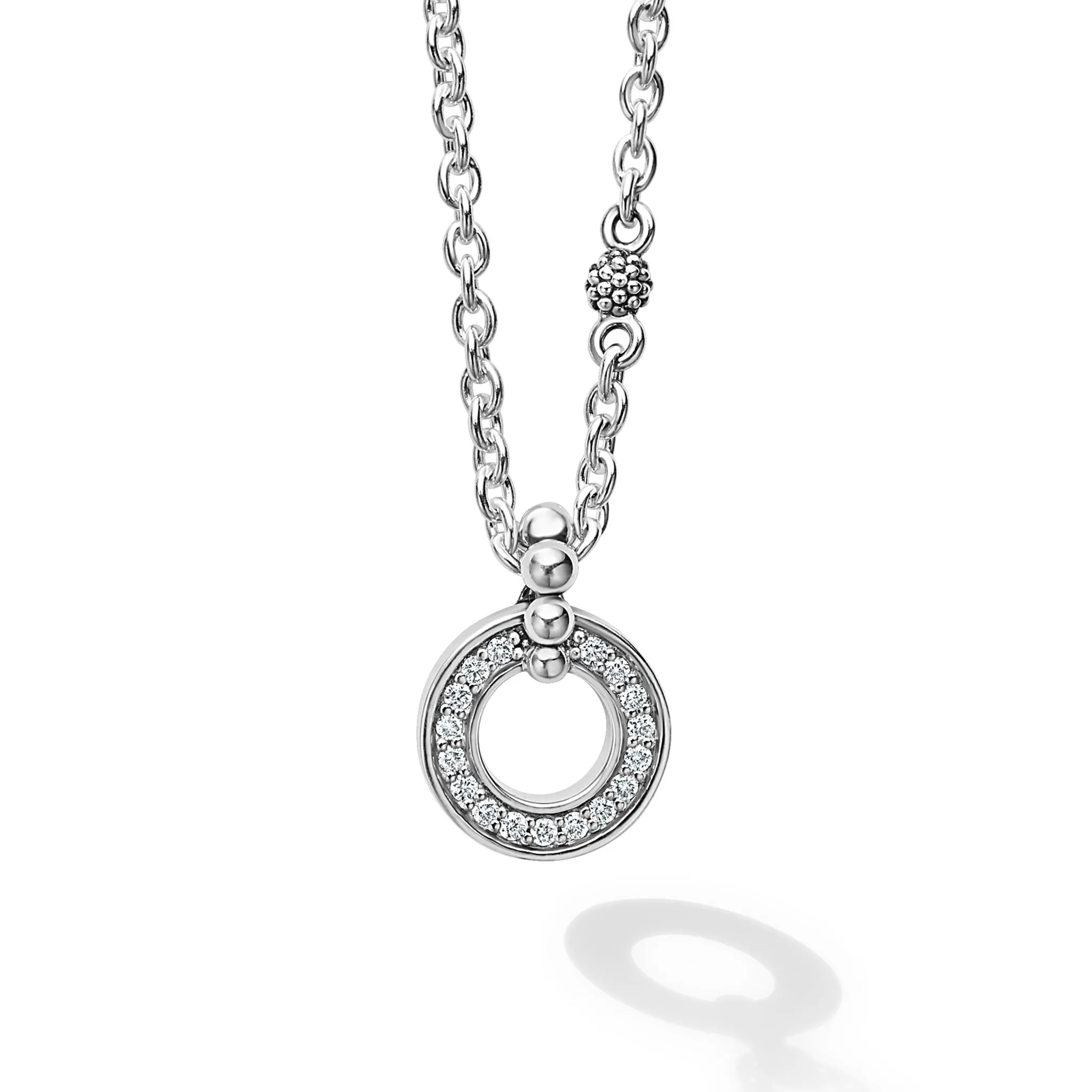 Caviar Spark Diamond Circle Pendant Necklace