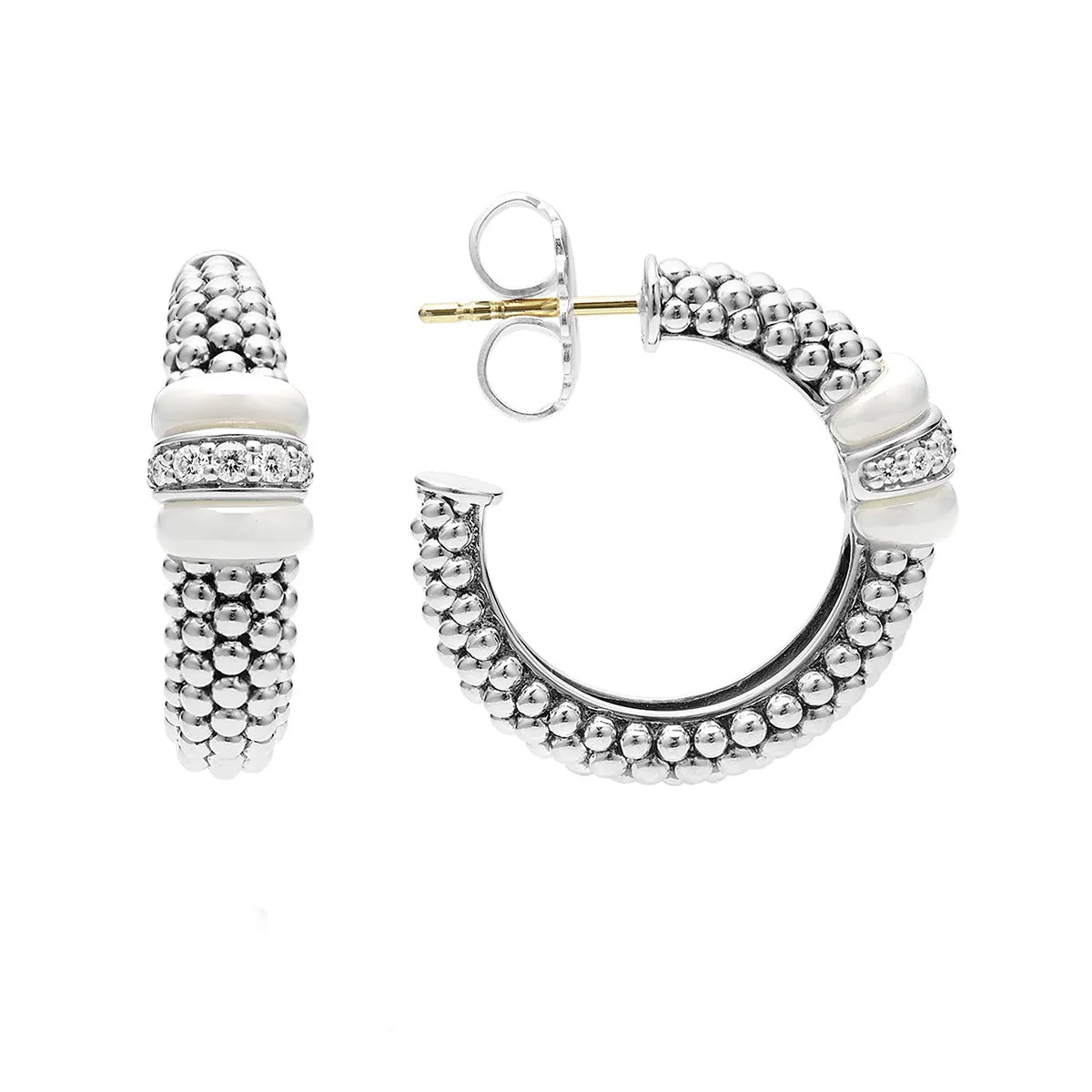 Ceramic Caviar Diamond Hoop Earrings