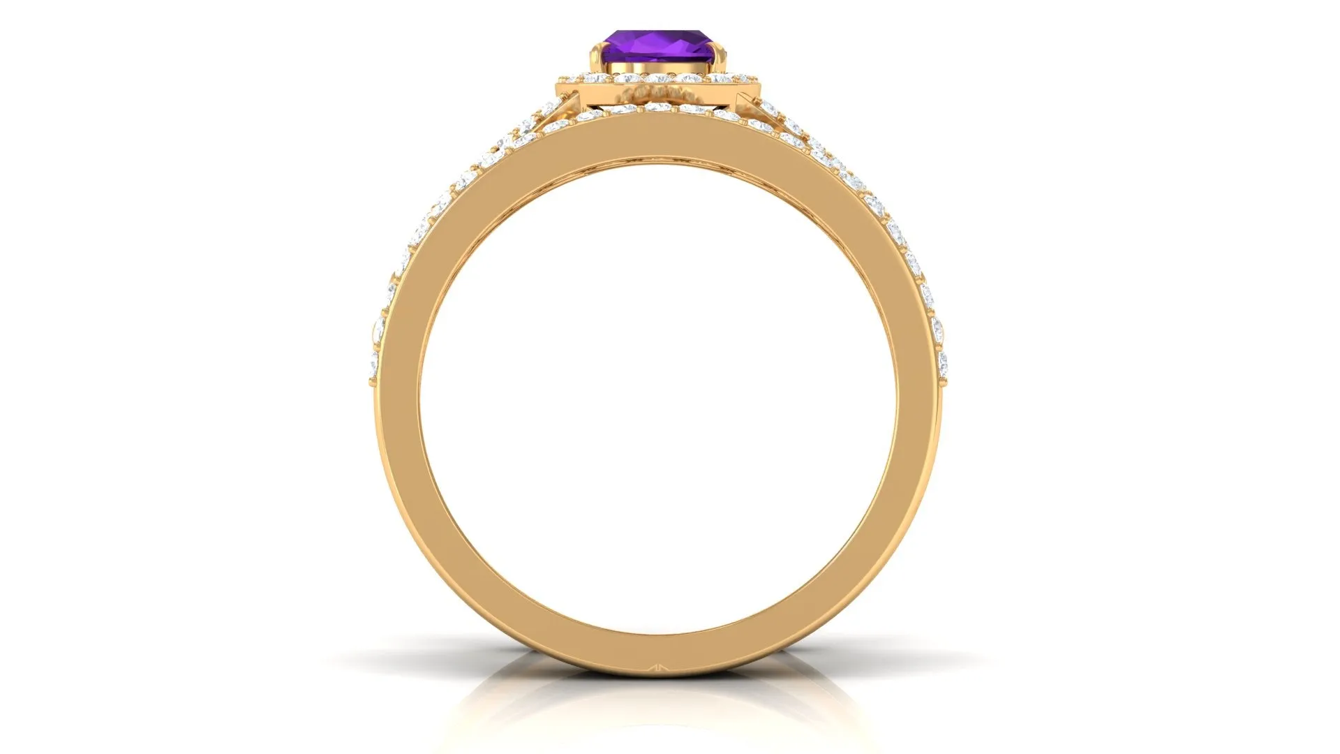 Certified Amethyst Stackable Ring Set with Moissanite