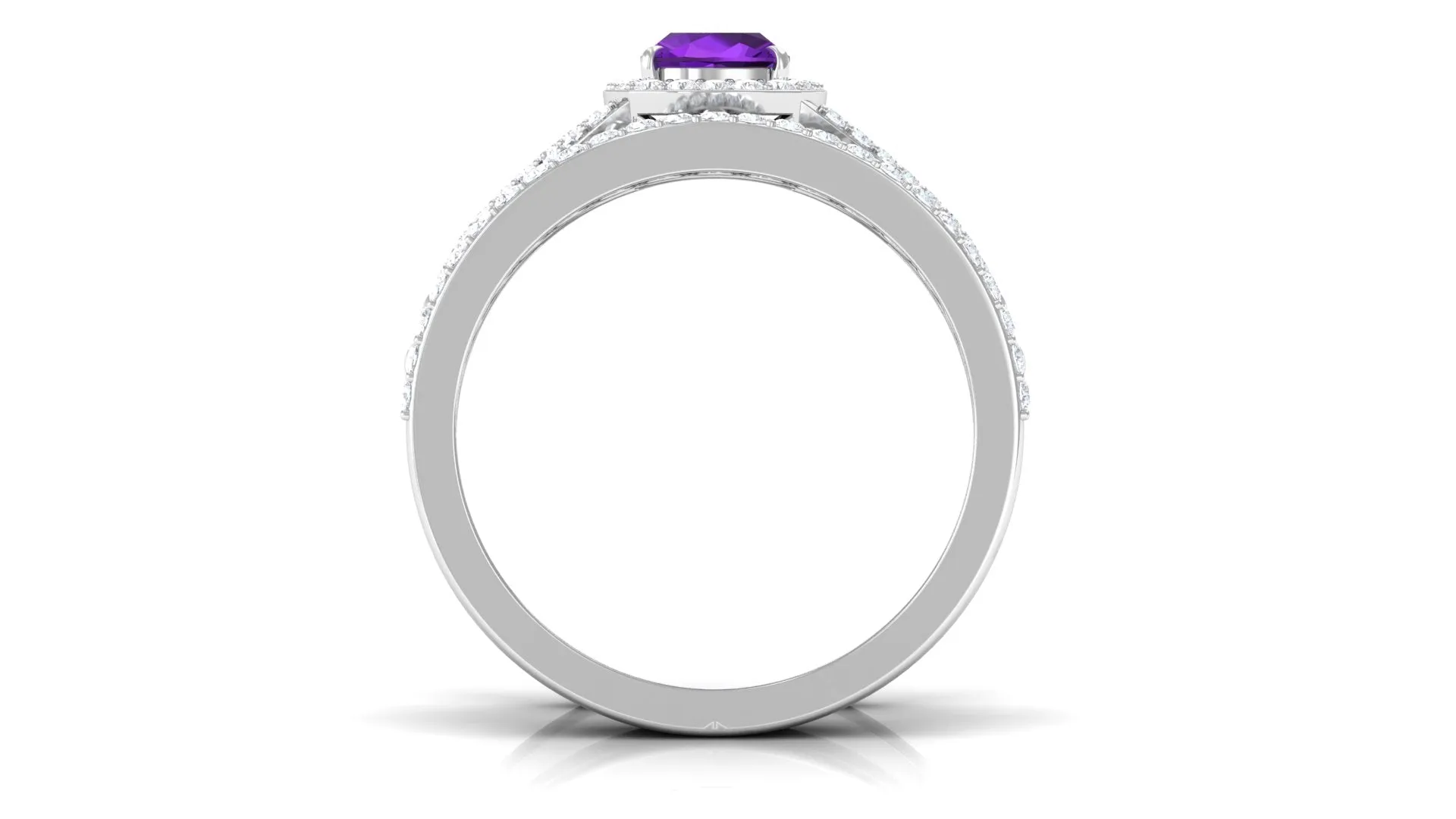 Certified Amethyst Stackable Ring Set with Moissanite