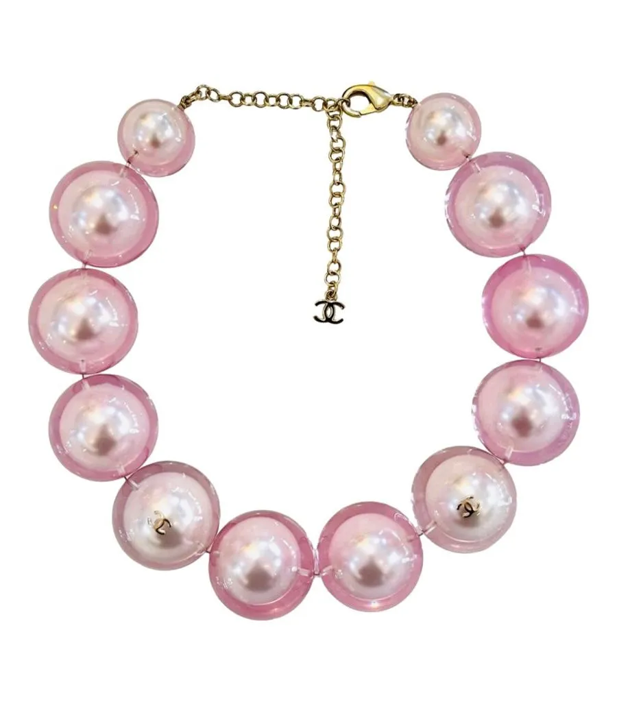 Chanel Ltd Edition Oversized 'CC' Logo Pearl Choker Necklace