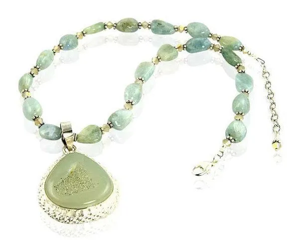 Cheremai Green Gemstone Crystal Beaded Necklace