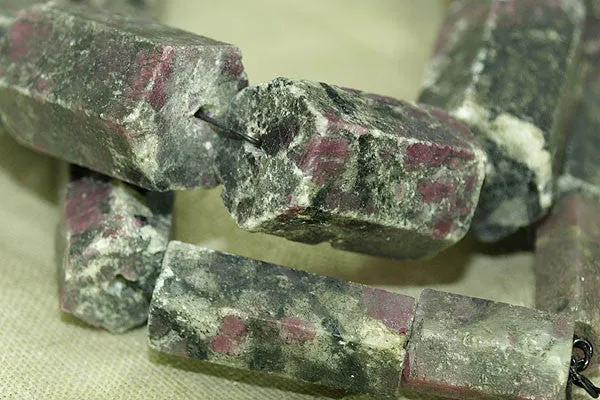 Chunky Cut Ruby Zoisite Beads from India