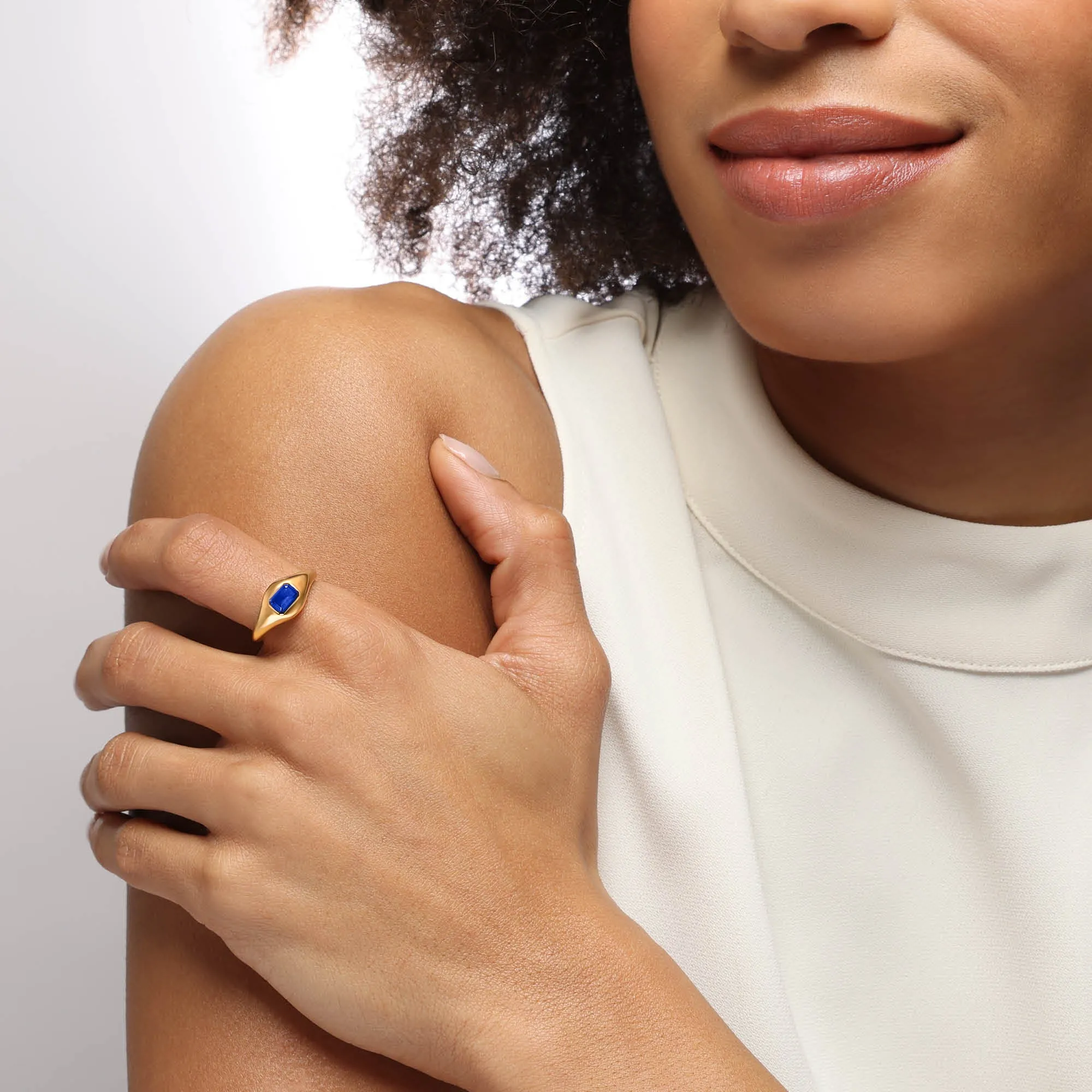 Chunky Slim Sapphire Signet Ring