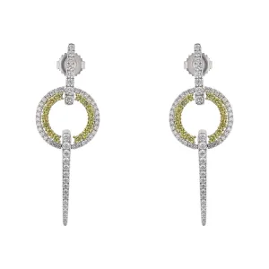 Circle Sphere Diamond Drop Earrings