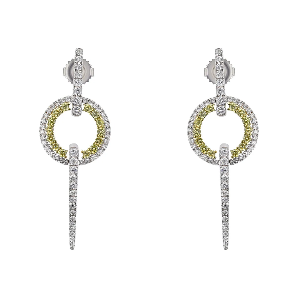 Circle Sphere Diamond Drop Earrings