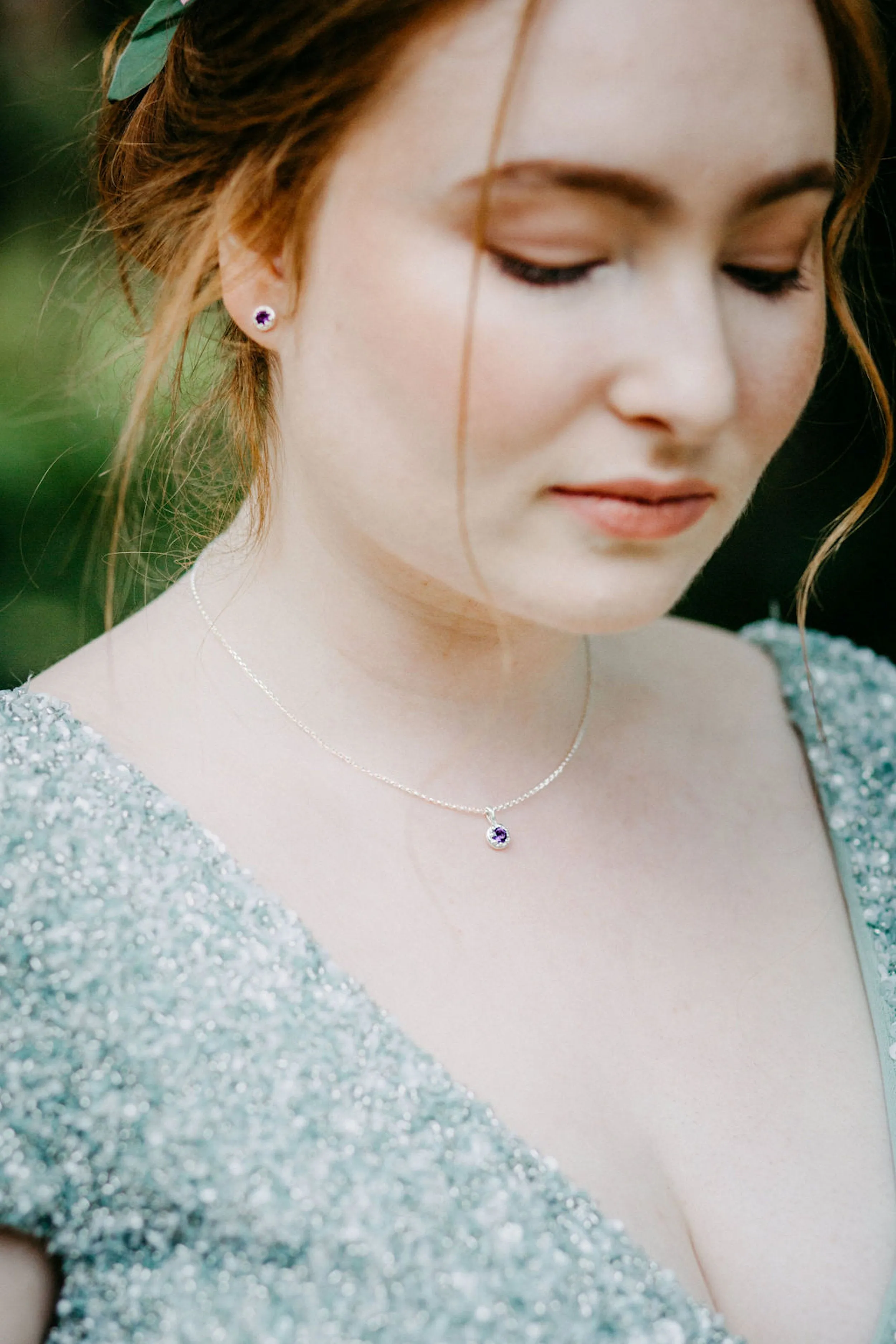 Citrine stud earrings - Crown basket frame stud earrings