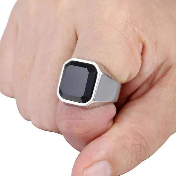 Classy Men Silver Square Signet Ring