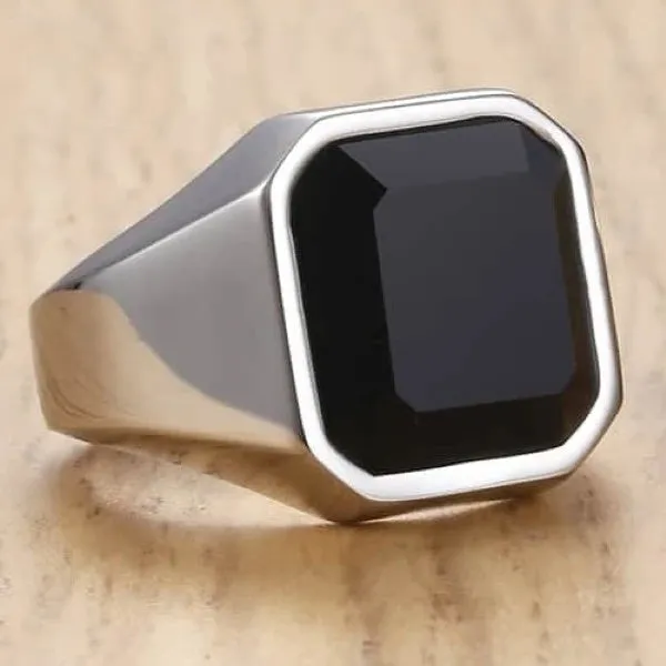 Classy Men Silver Square Signet Ring