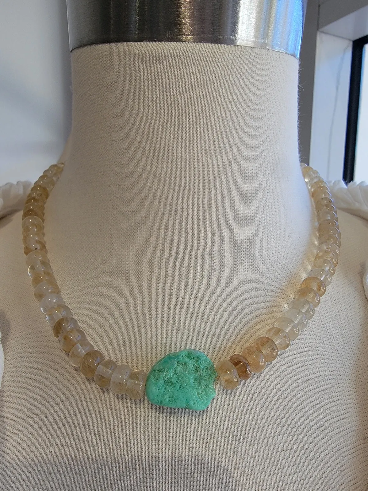 Cream Lotus Stone Necklace