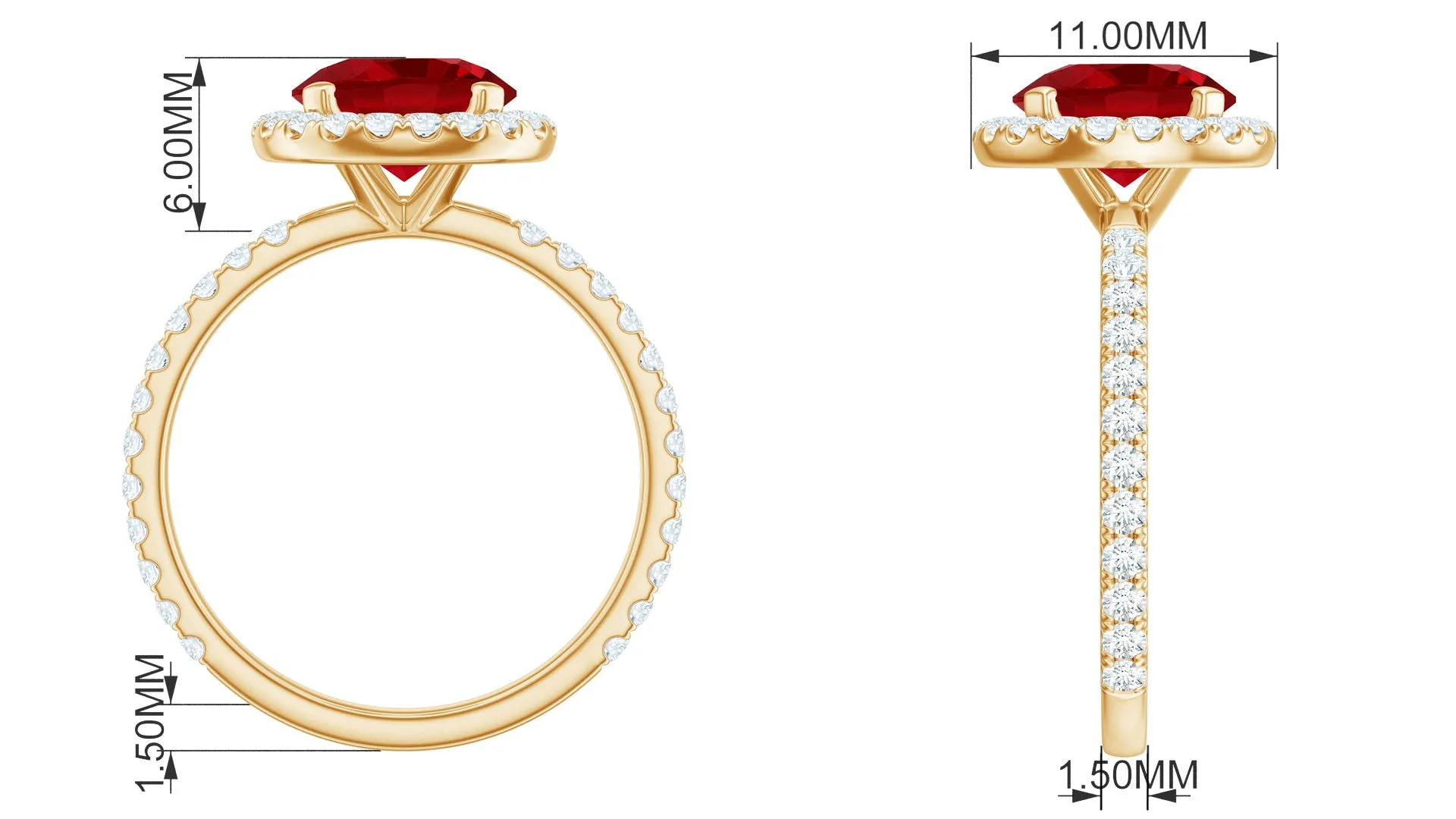 Created Ruby Halo Engagement Ring with Diamond