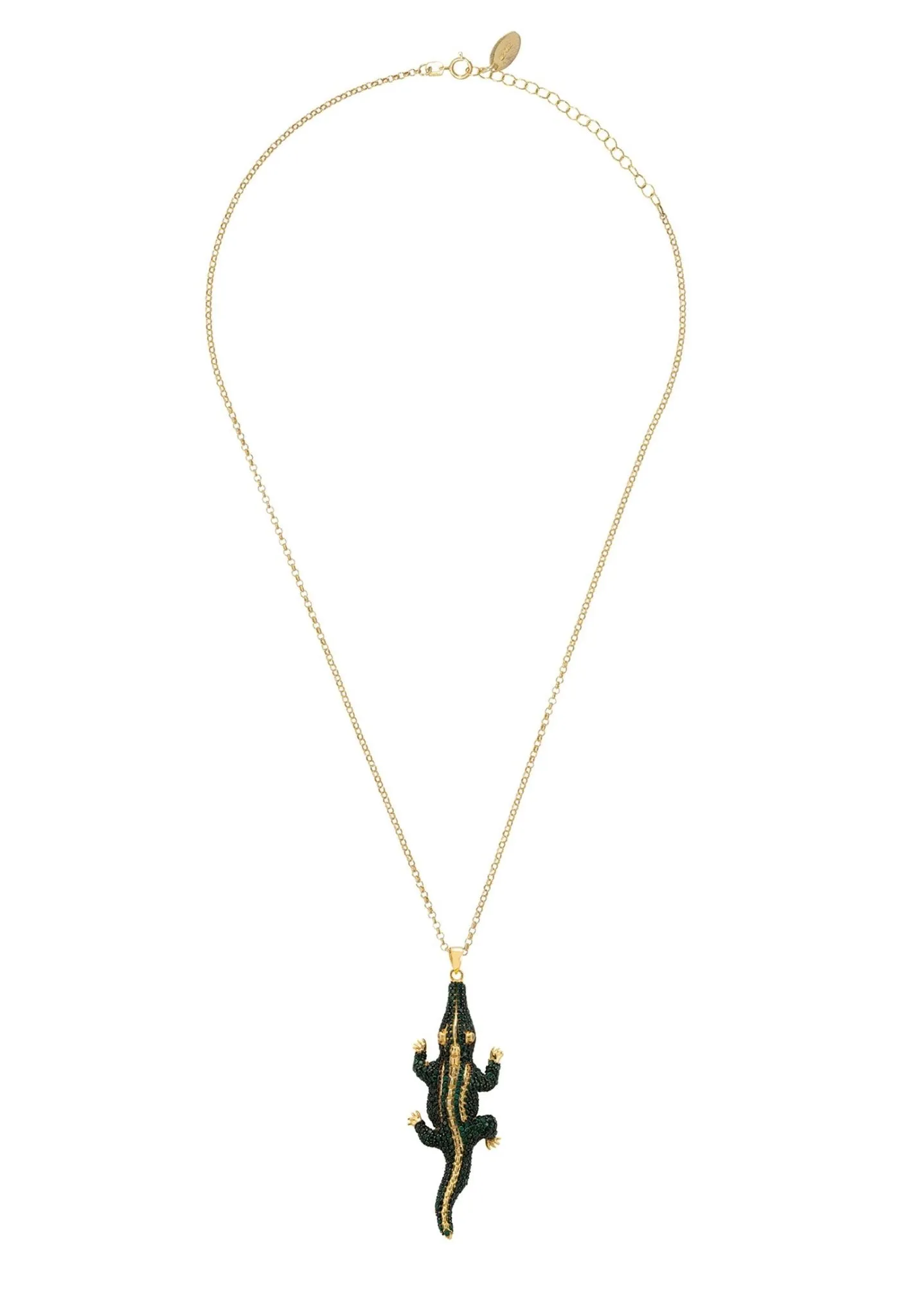 Crocodile Shaped Pendant Necklace Gold