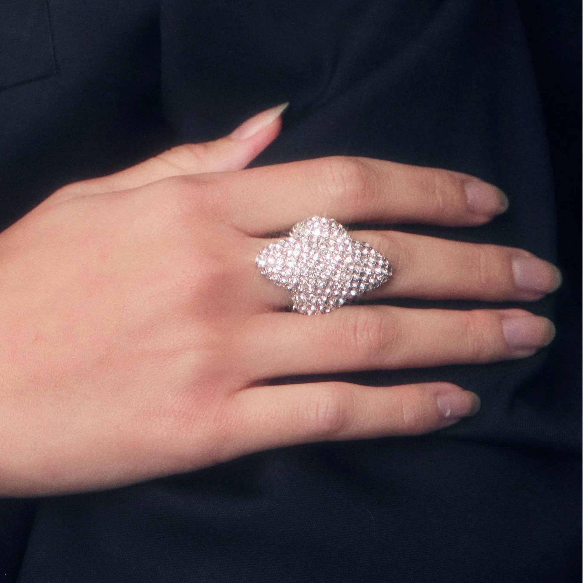 CRYSTAL PAVE SIGNET RING