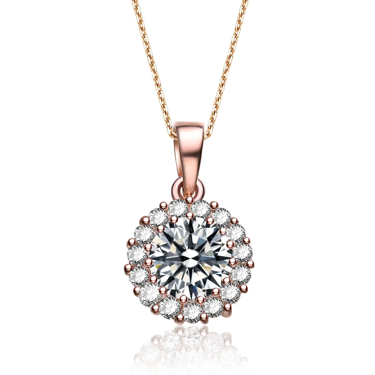 Cubic Zirconia Sterling Silver Gold plated Round Pendant