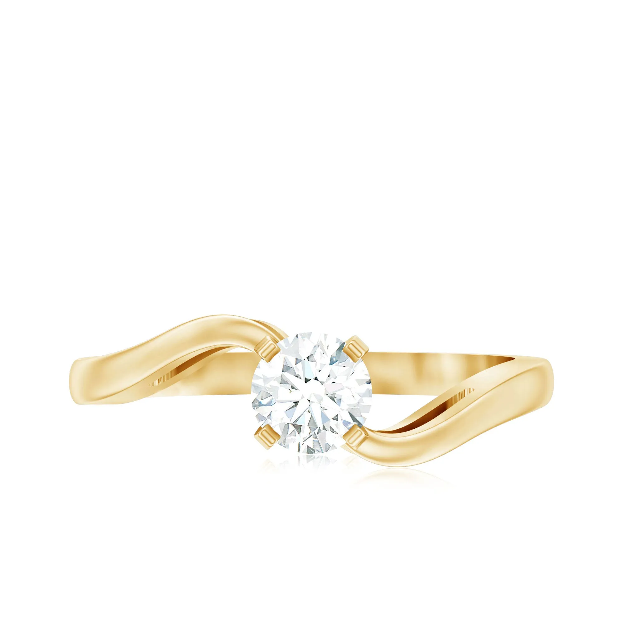 Cute Moissanite Solitaire Bypass Ring