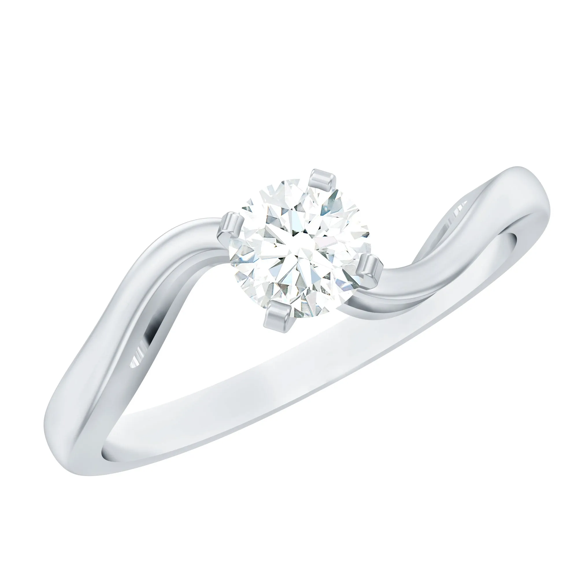 Cute Moissanite Solitaire Bypass Ring