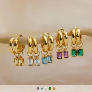 Dangling Gemstone Hoops