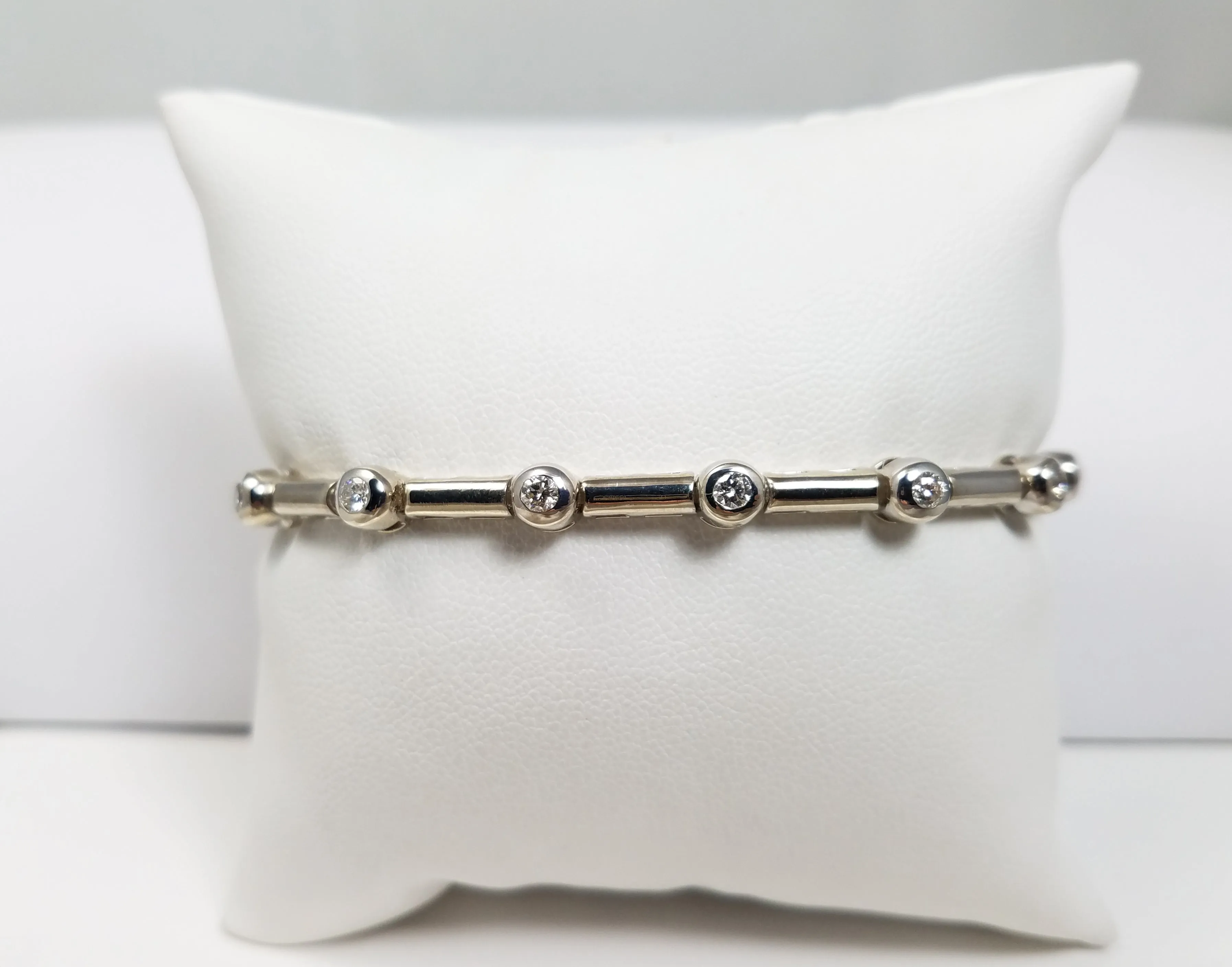 Dazzling 7" 14k White Gold Natural Diamond Custom Bracelet