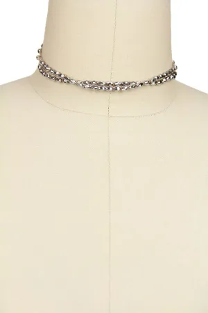 Delicate Double Strand Beaded Choker Necklace