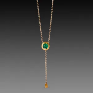 Delicate Emerald Necklace with Gold Drop